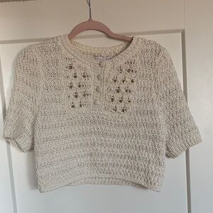 Caroline Constas Cream Knit Top